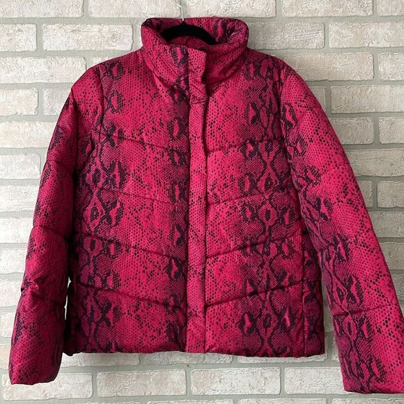 Betsey Johnson Snake Print Quilted Puffer Coat size S - Picture 2 of 8